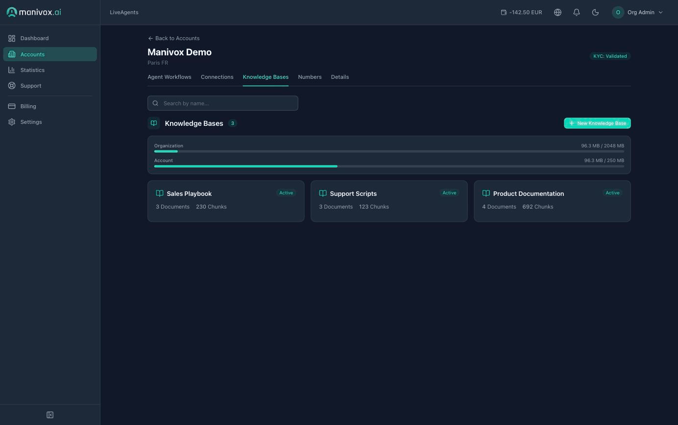 Knowledge bases in the dashboard